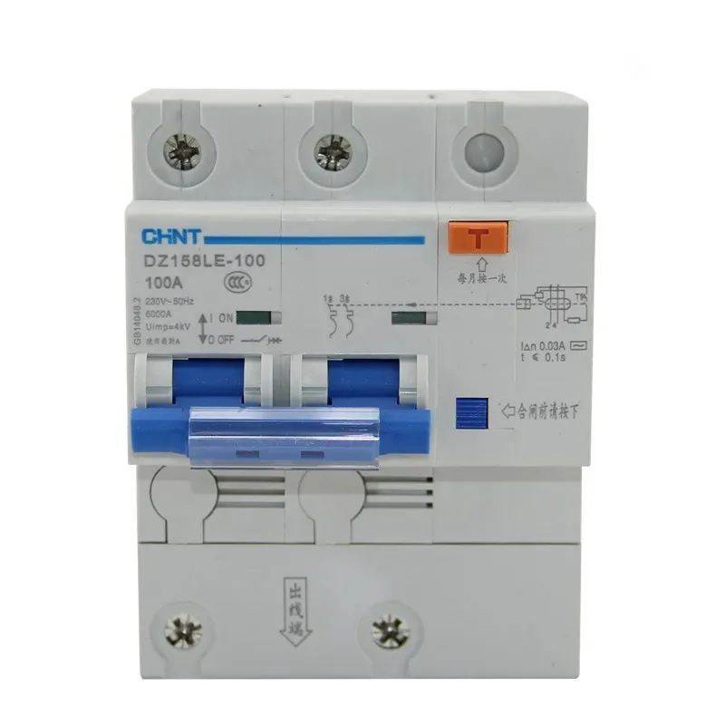 1PCS Zhengtai High Current Leakage Protector Circuit Breaker DZ158LE-100 2P 80A100A125A