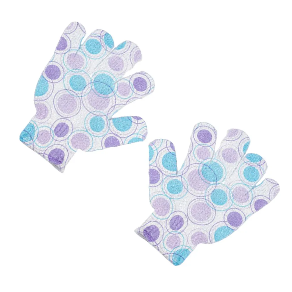 1Pair Nylon Exfoliating Five Finger Bath Gloves for Scrubbing Remove Excess Oil Dust Smooth Radiant Healthy Skin