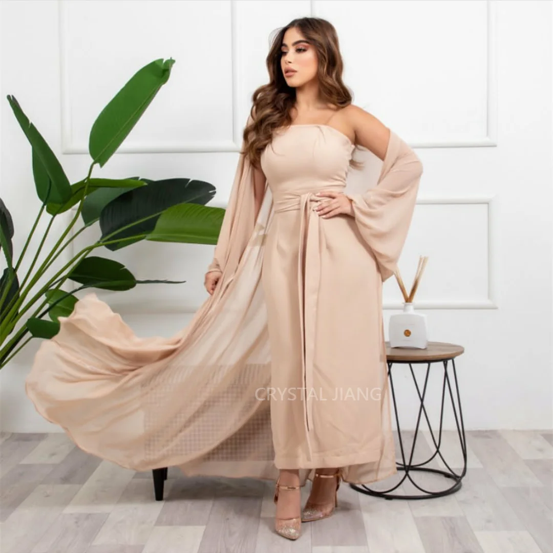 Robe de Soirée Longue en Mousseline de Soie pour Femme, Sans Bretelles, avec Ceinture, Ligne A, Rose, Rinçage, 2023