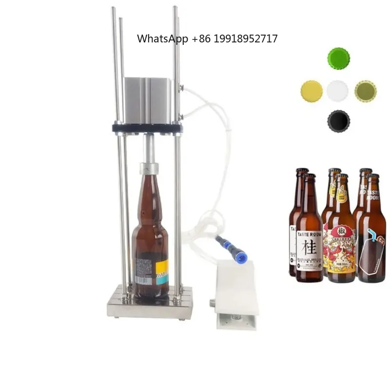 Crown Cap Pneumatic Capping Machine Semi-automatic Wine Bottle Glass Cap Capping Machine Homemade Beer Bottle Capper