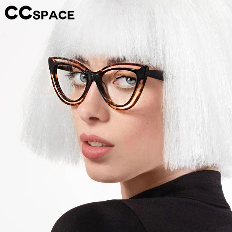 女性用キャッツアイアンチブルーライトメガネフレーム,カラーブロッキング,クリア,カスタム,トレンディなファッション,#301663