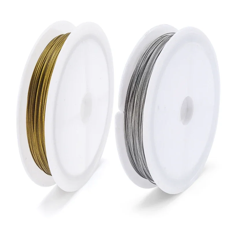 0.3-0.6 مللي متر خرز من الفولاذ المقاوم للصدأ سلسلة سلك مجوهرات مطلية بالذهب سلك لصنع المجوهرات عقد دي اي واي سوار حبة الحرف اليدوية