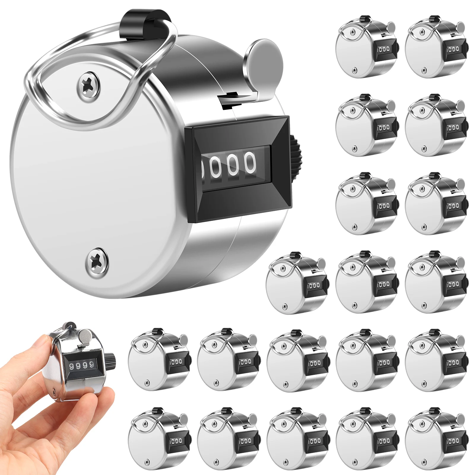 20PCS 4-Digit Hand Tally Counter Manual Number Counting Mini Mechani Counter Golf Clicker Training Counter for Coaching Knitting