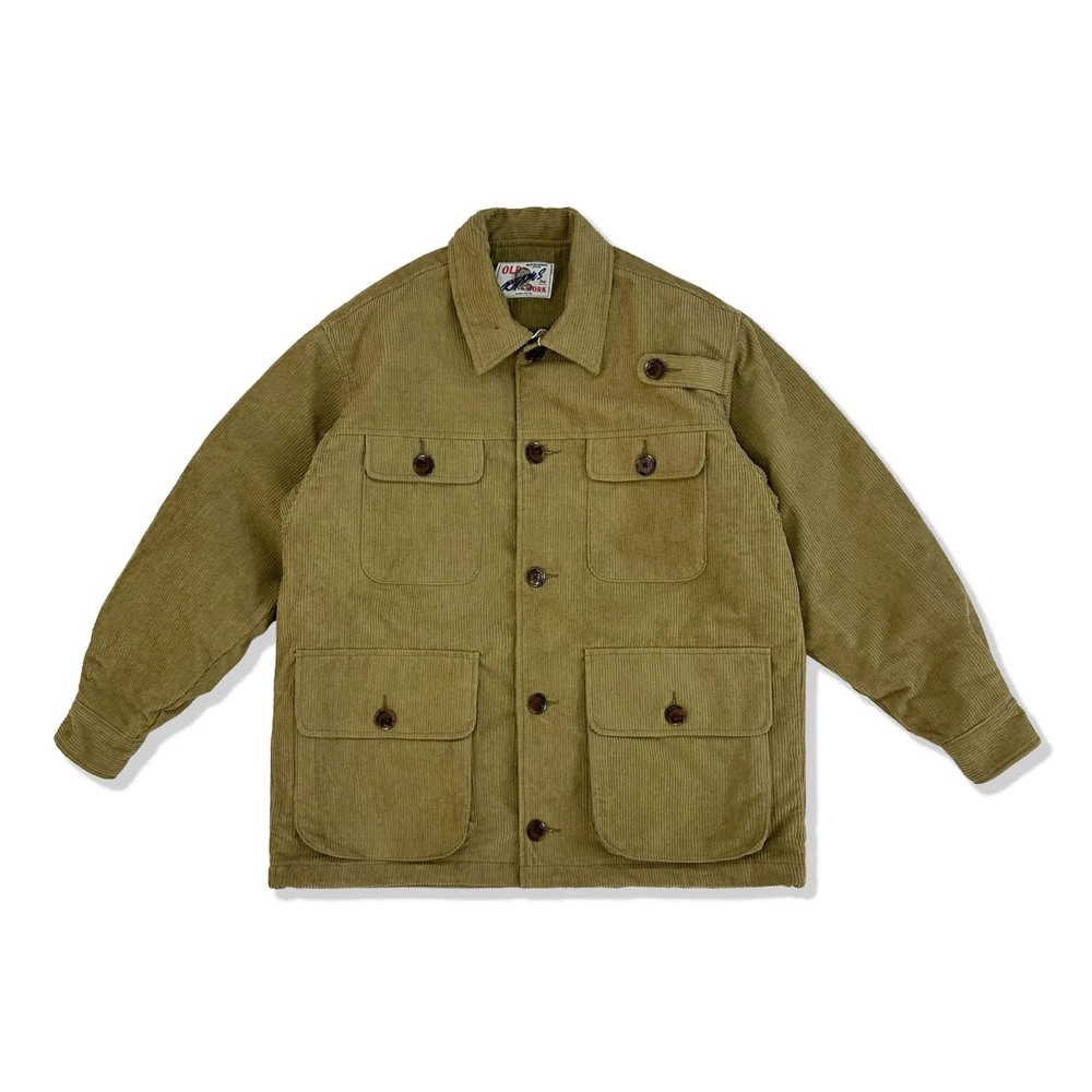 Japanese Vintage Workwear Corduroy Men's Cotton Coat Multi-Pocket Workwear Warm Jacket