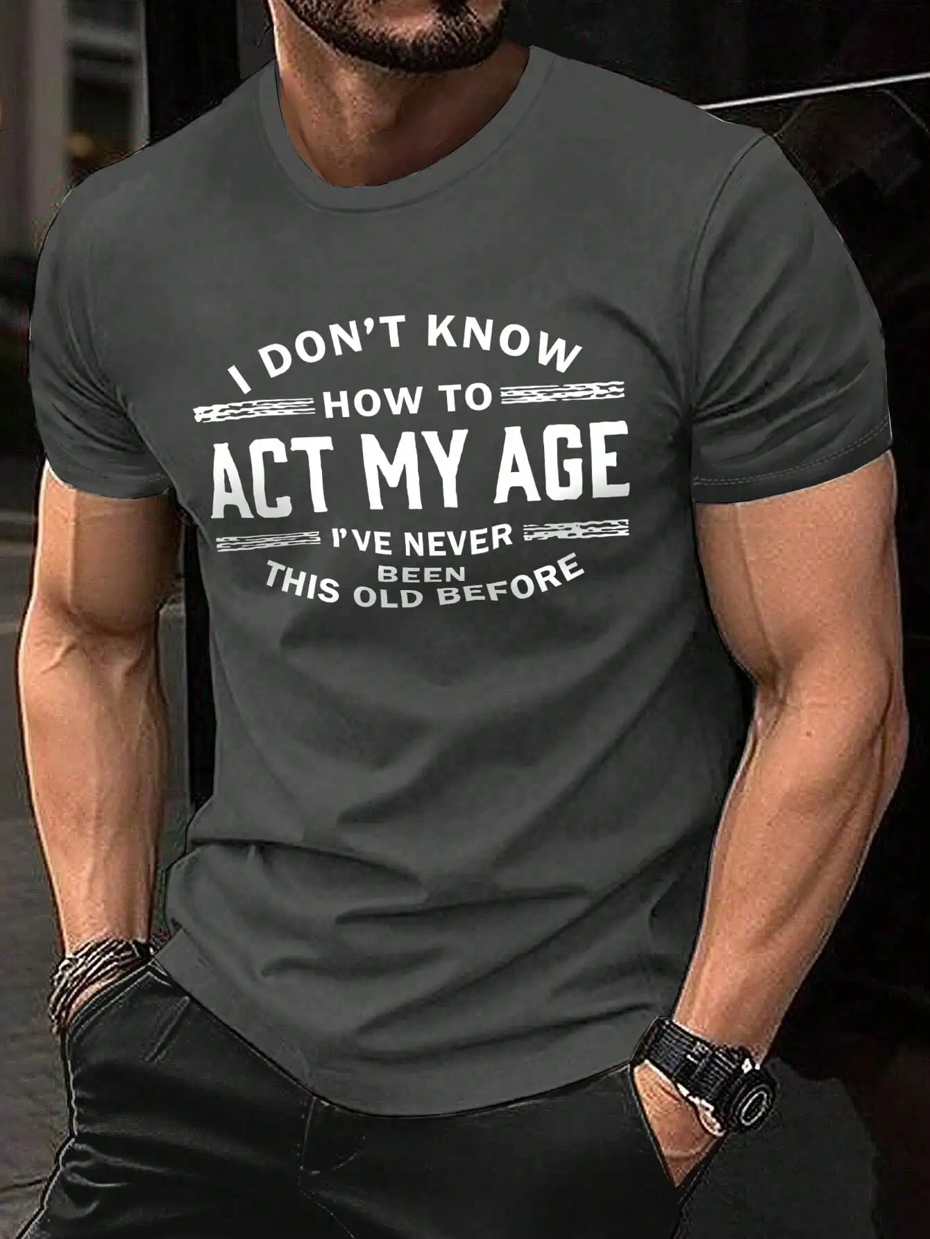 

Men's Summer Slogan Print Round Neck Short Sleeve Casual T-Shirt
