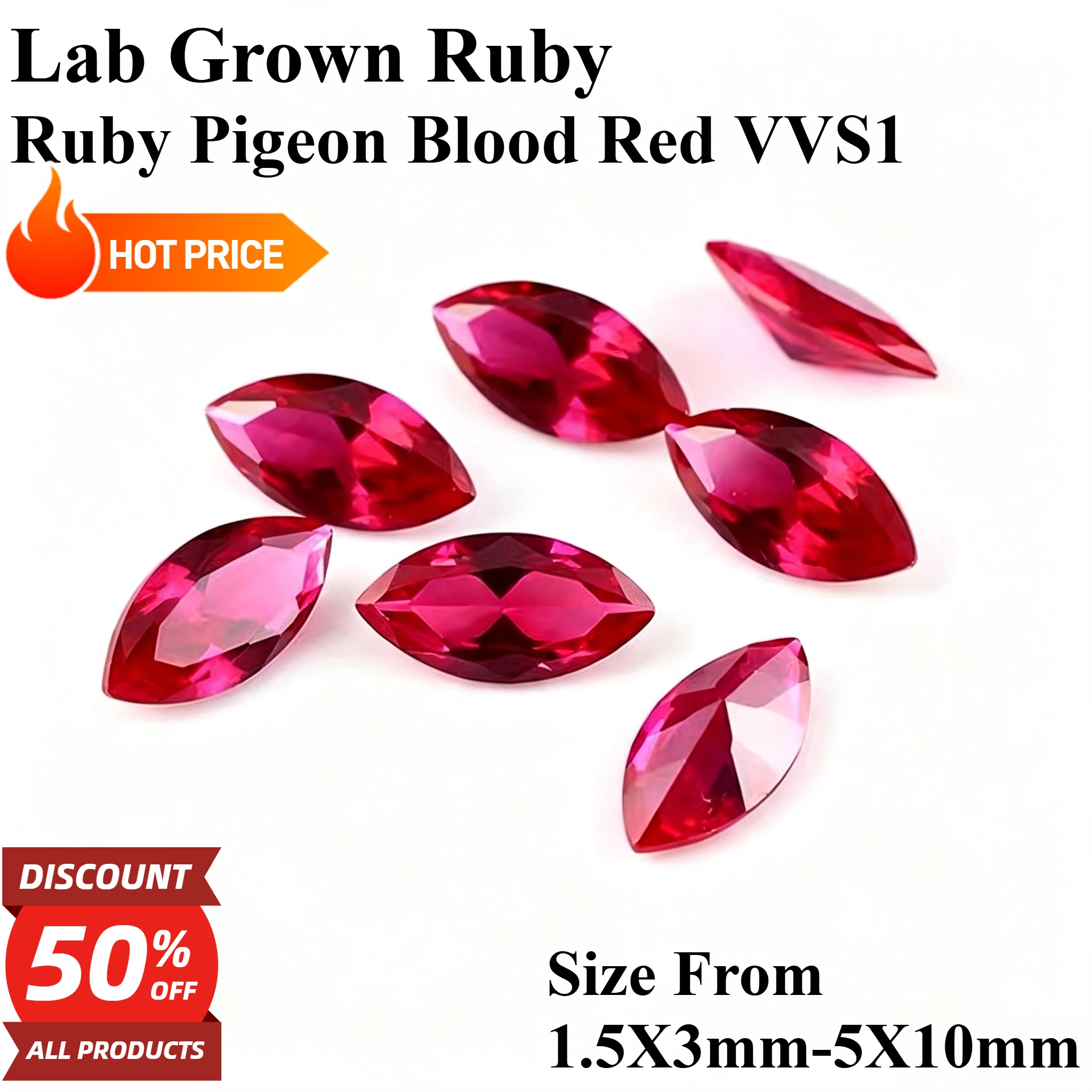 Marquise Cut Lab Grown Ruby Pigeon Blood Red  Small‑Size Accent Stones Loose Gemstones For Jewelry Setting DIY Making