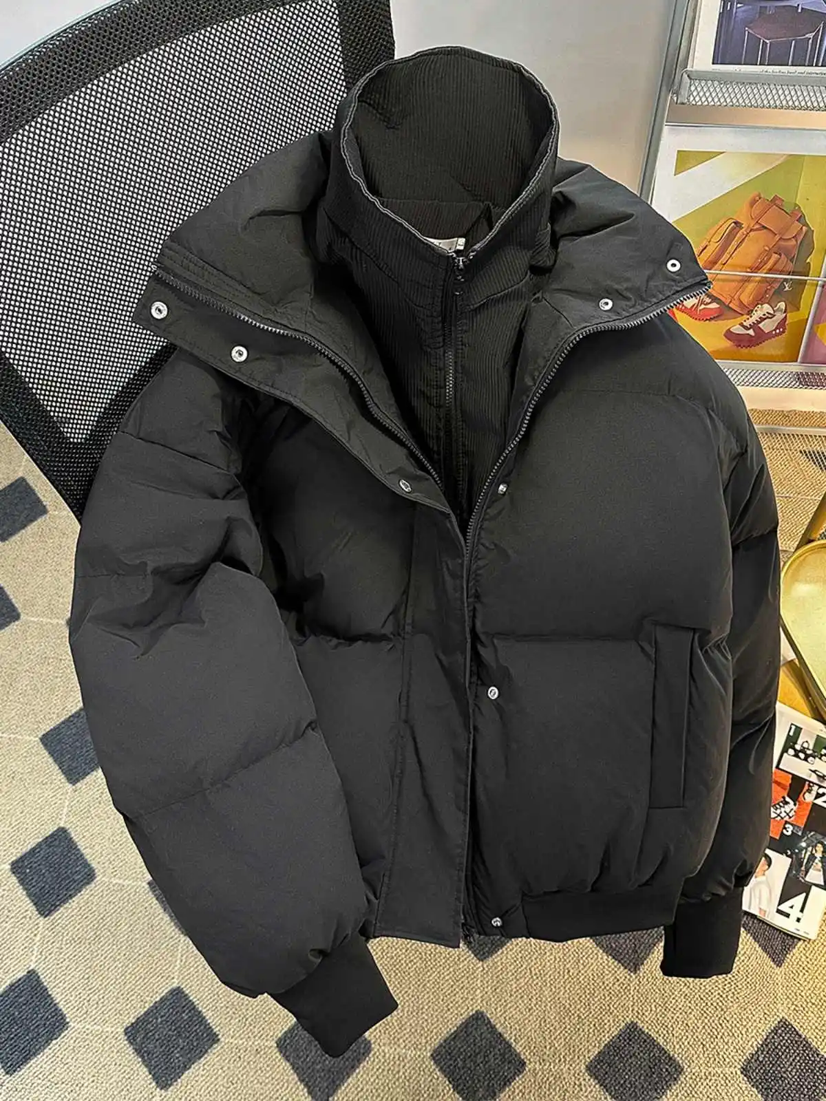 

Y2K Punk American Winter Cotton Jacket for Women, Thick and Warm Design, Fake Two Loose Sweet Cool Bread Coat, 2025