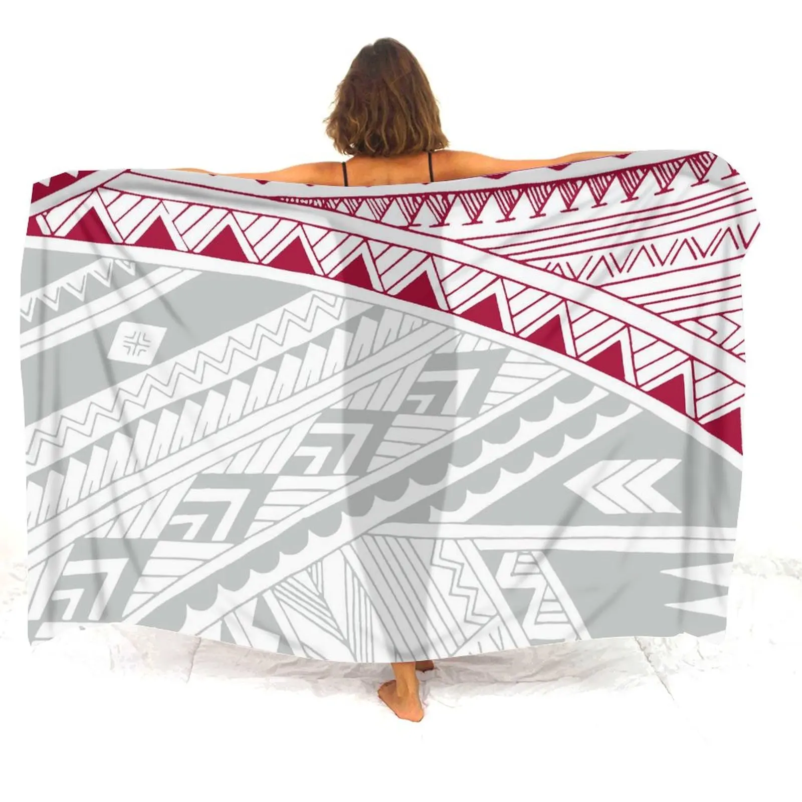 

Polynesian Island Sarong Elegant Art-Customized Printed Sarong Swimsuit Woman Beachwear Fabric Skirt Sun-Protective Shawl Clothi