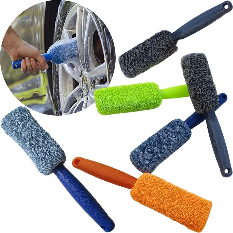 

1/2Pcs Microfiber Car Tire Cleaner Brush Car Tyre Cleaning Brush Wheel Scrubber Trunk Dust Remover Auto Detailing Cleaning Tools