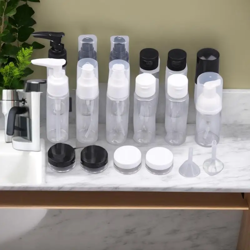 11 pièces/ensemble ensemble de bouteilles de voyage bouteille rechargeable doux PET Lotion shampooing conteneur Tube à presser bouteille vide