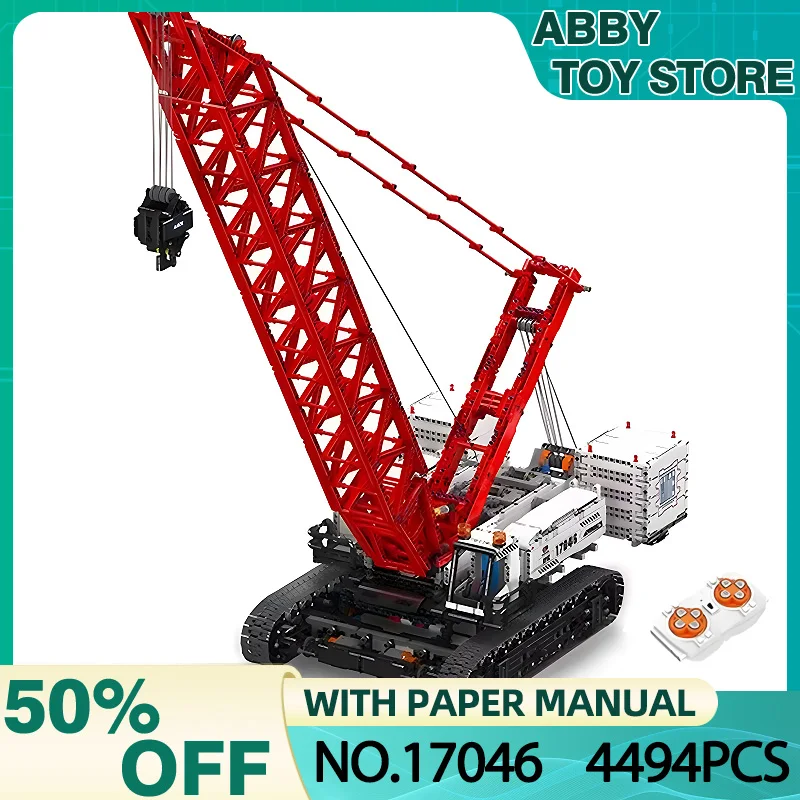 Mould King 17046 Technical Truck Building Blocks Remote Control Wacker 16000 Crawler Crane Model Bricks Toys Kids Christmas Gift