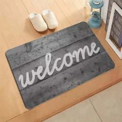 Tapis à motif de bienvenue gris, paillassons d'entrée, non ald, salon, cuisine, chambre à coucher, décor de sol lea, décoration d'intérieur