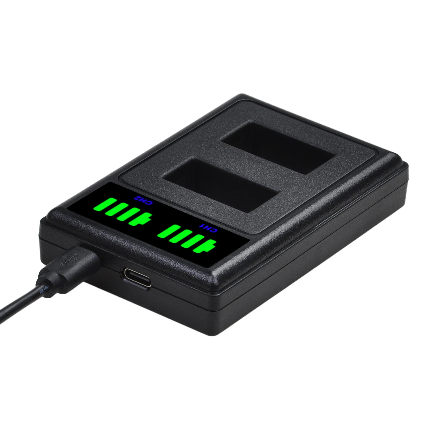 For Gopro Hero 4 Battery Replacement+LED 2-Slots USB Charger with Type C for GoPro HERO4 GoPro AHDBT-401 Action Camera Battery