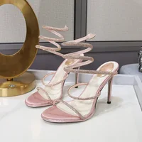 Fashion Summer Snake Twine Around Crystal Women Party Sandals Rhinestones Luxury Thin High Heels Gladiator Sandals Prom Shoes - Image 5