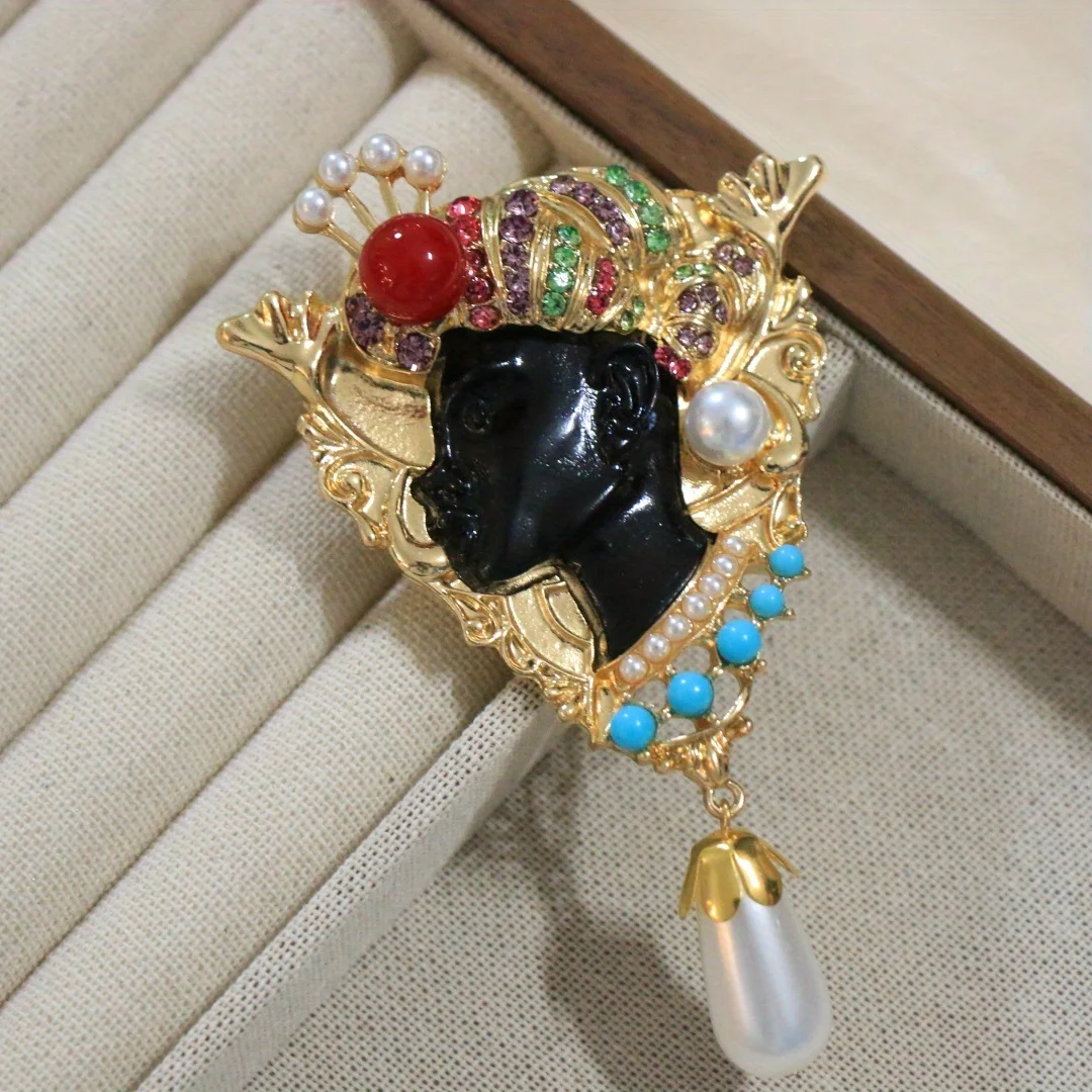 

Baroque Luxury Beautiful Egyptian Prince Head Design Men Women Brooch Pin，Jewelry Accessories, Wedding Holiday PartyCouplesGifts