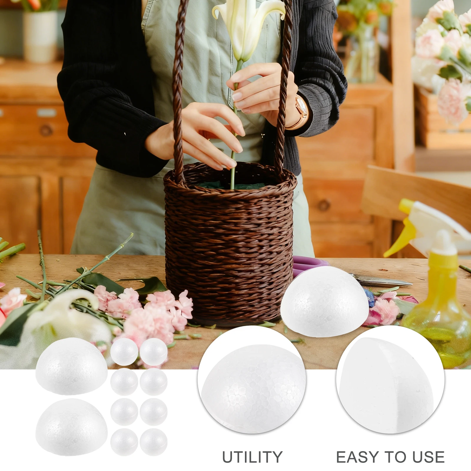 

20Pcs Half Ball Foam Bouquet Holder for Flowers Wedding Bridal Bouquet Making Wedding Party Flower Arrangement Supplies
