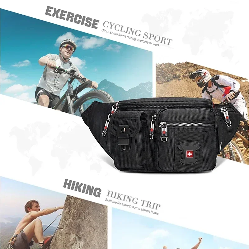 SWISS MILITARY Fanny Pack Multi Pocket Waterproof Practical Tool Waist Bag Outdoor Camping Climbing Waist Bag Hip Waist Packs