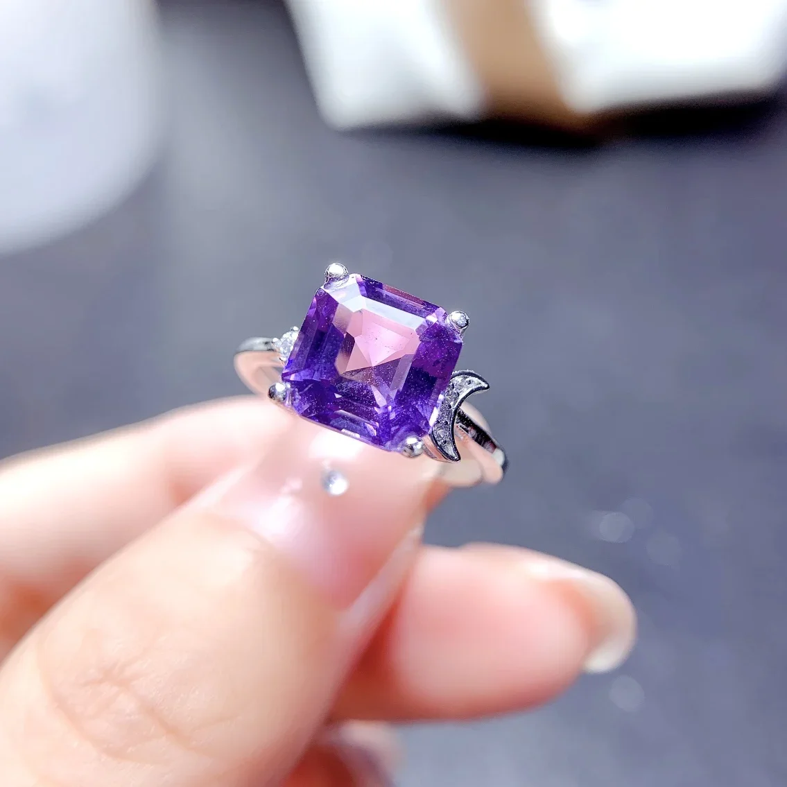 Silver ring free shipping female ring 925 sterling silver jewelry gemstone natural amethyst ring original engagement luxury