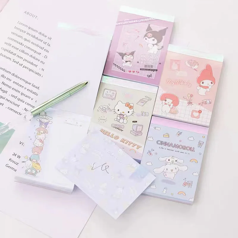 Sanrio New Note Book Kulomi Cartoon Handwritten Notebook Tearable Small Book Ins Message Book Non-stick Letterhead