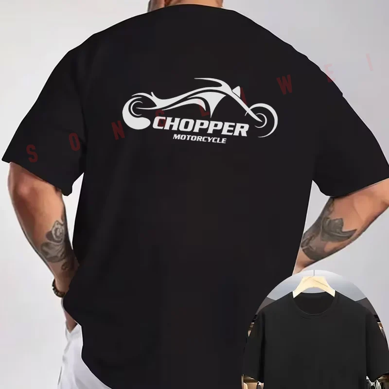 Chopper Motorcycle Icon Trendy T-Shirt back Print Men's Short sleeve O-neck Summer Casual Fashion Tops Tee