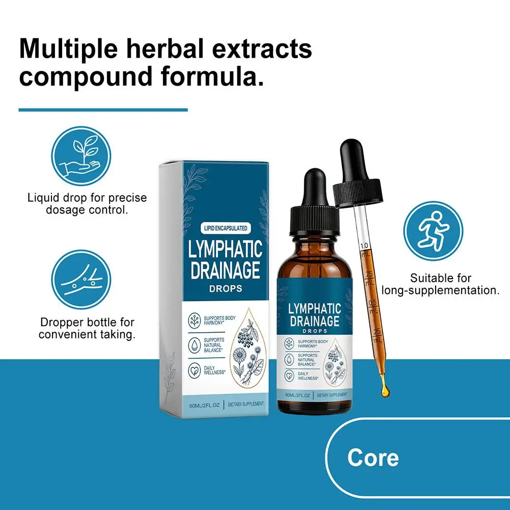 11 IN 1 Multi Plant Mixed Lymphatic Drainage Drops,For Improve Swelling,60ml Body Gentle Care Ampoule Supplement Daily Care