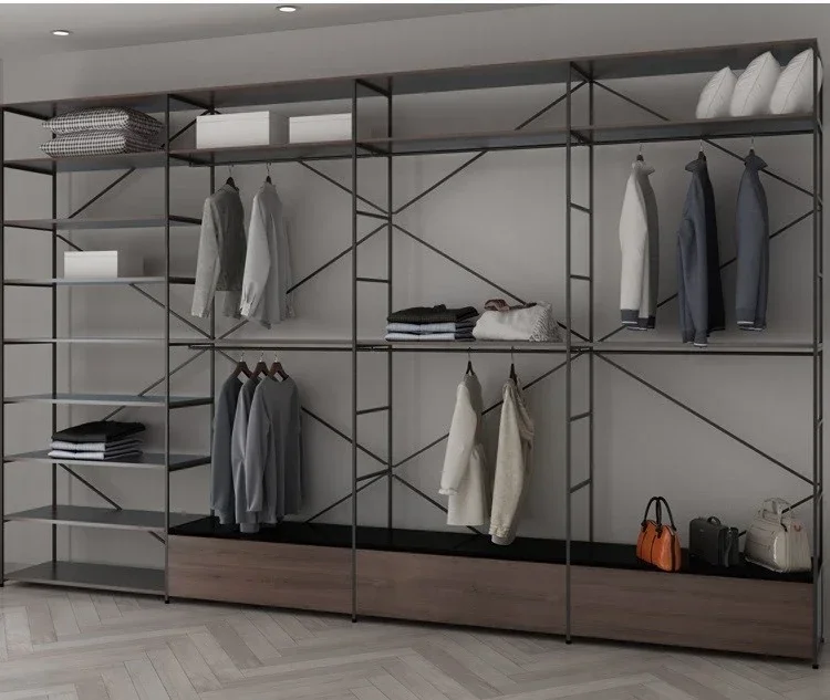 Open wardrobe, cloakroom, multi-layer rack, hanging combined hanger, bedroom walk-in wrought iron cabinet