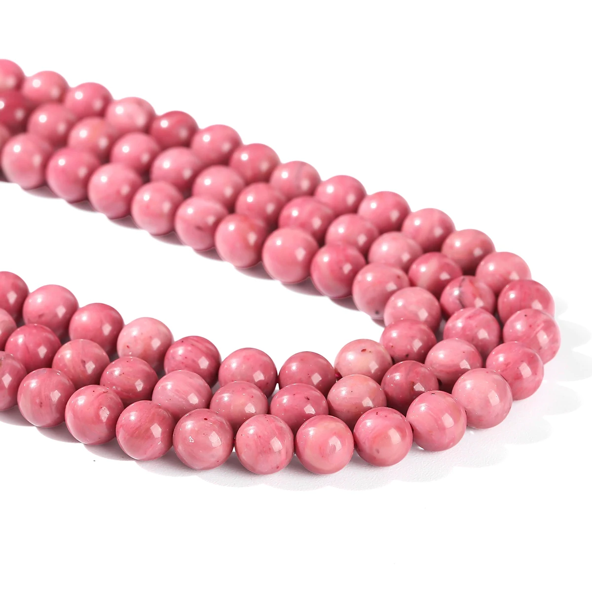 7A الحجر الطبيعي الأحمر الرودونيت حبة الجولة فضفاض خرزة مباعدة 4/6/8/10 مللي متر ل سوار ذاتي الصنع قلادة صنع المجوهرات الإكسسوارات 15"