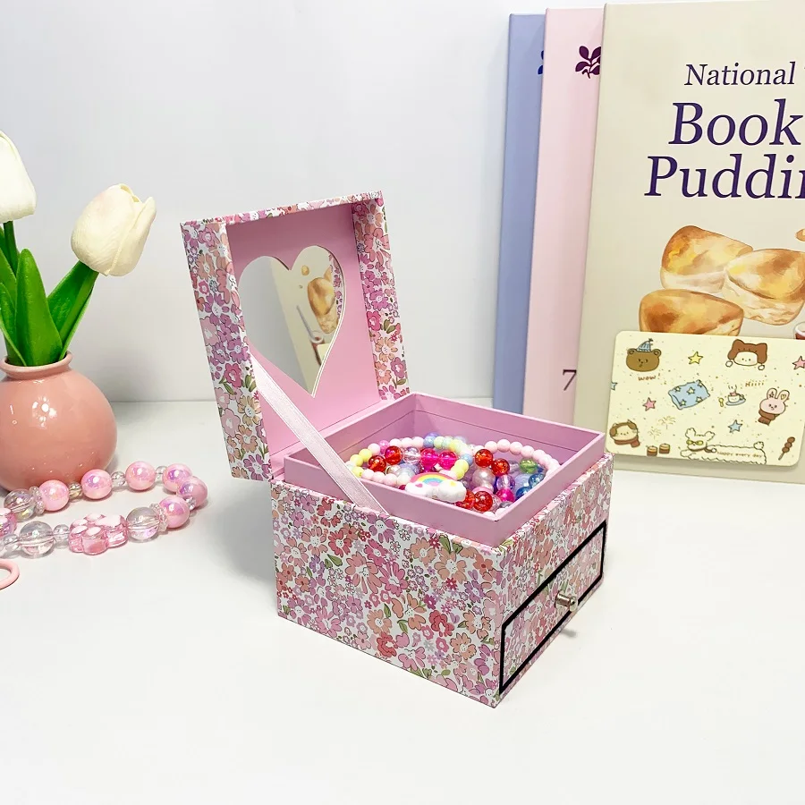 

Children's Birthday Gift Box Flower Double Layers Jewelry Box Luxury Wedding Decoration Party Supplies Birthday Guests Gift S030