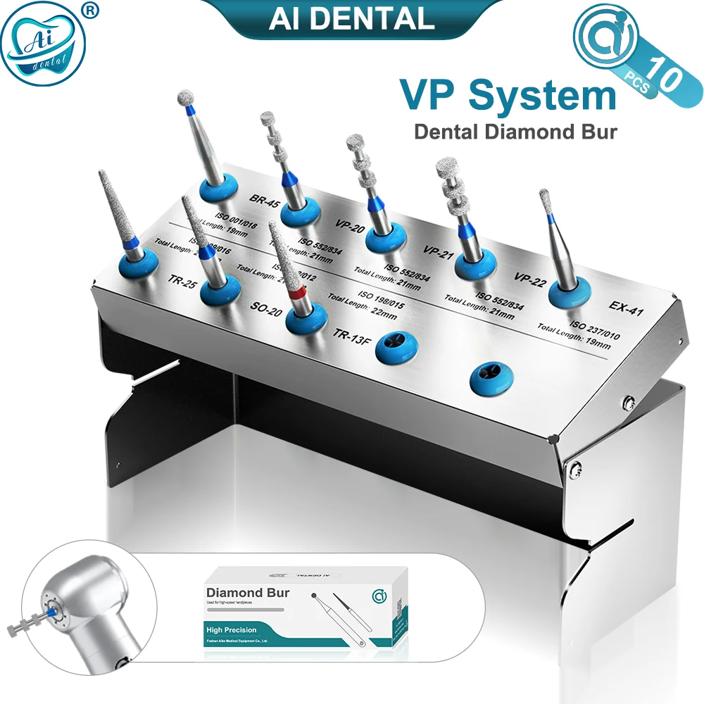 

AI-FG-VP Dental Diamond Burs Set Veneer Teeth Preparation Polishing Drills Fit for High Speed Handpiece 8 Models Dia 1.6mm
