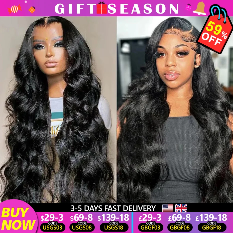 Body Wave 13x6 HD Lace Front Wigs Body Wave 13x4 Transparent Lace Human Hair Wigs Glueless 6x4 For Black Women High Density