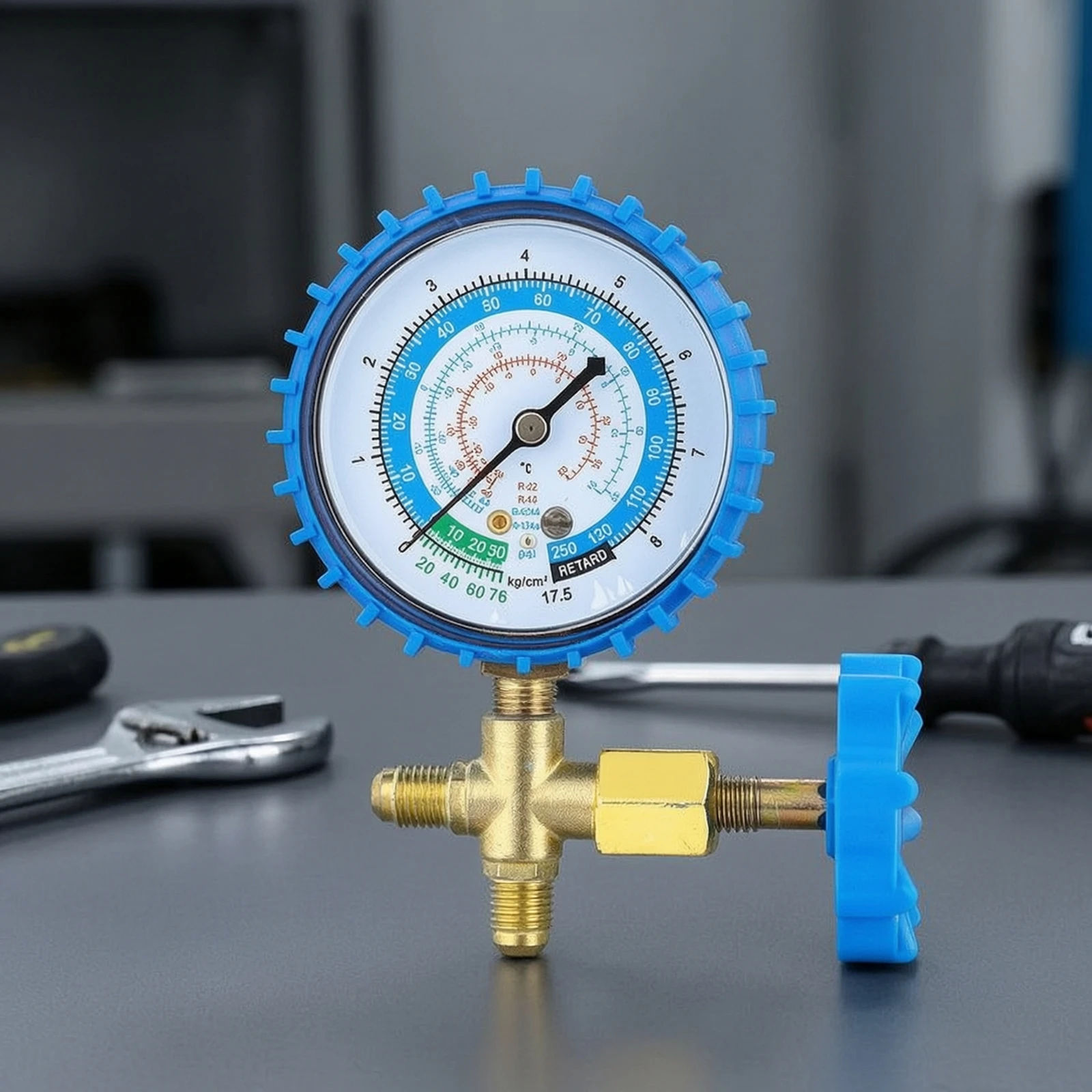 Refrigerant Pressure Gauge Valve R134a Single Gauge Valve with Brass Body R404a Analog for HVAC Technicians