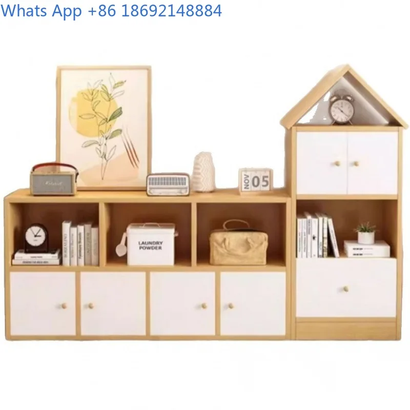 Floor-standing Storage Rack Living Room Wall-mounted Integrated Cabinet Picture Book Storage Grid Cabinet Bookshelf