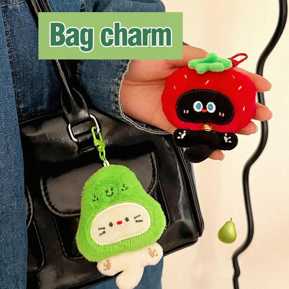 Porte-clés chat en peluche mignon avec capuche d'animal, breloque de sac à dos Kawaii pour filles, pendentif de jouet en peluche doux pour sacs et bagages