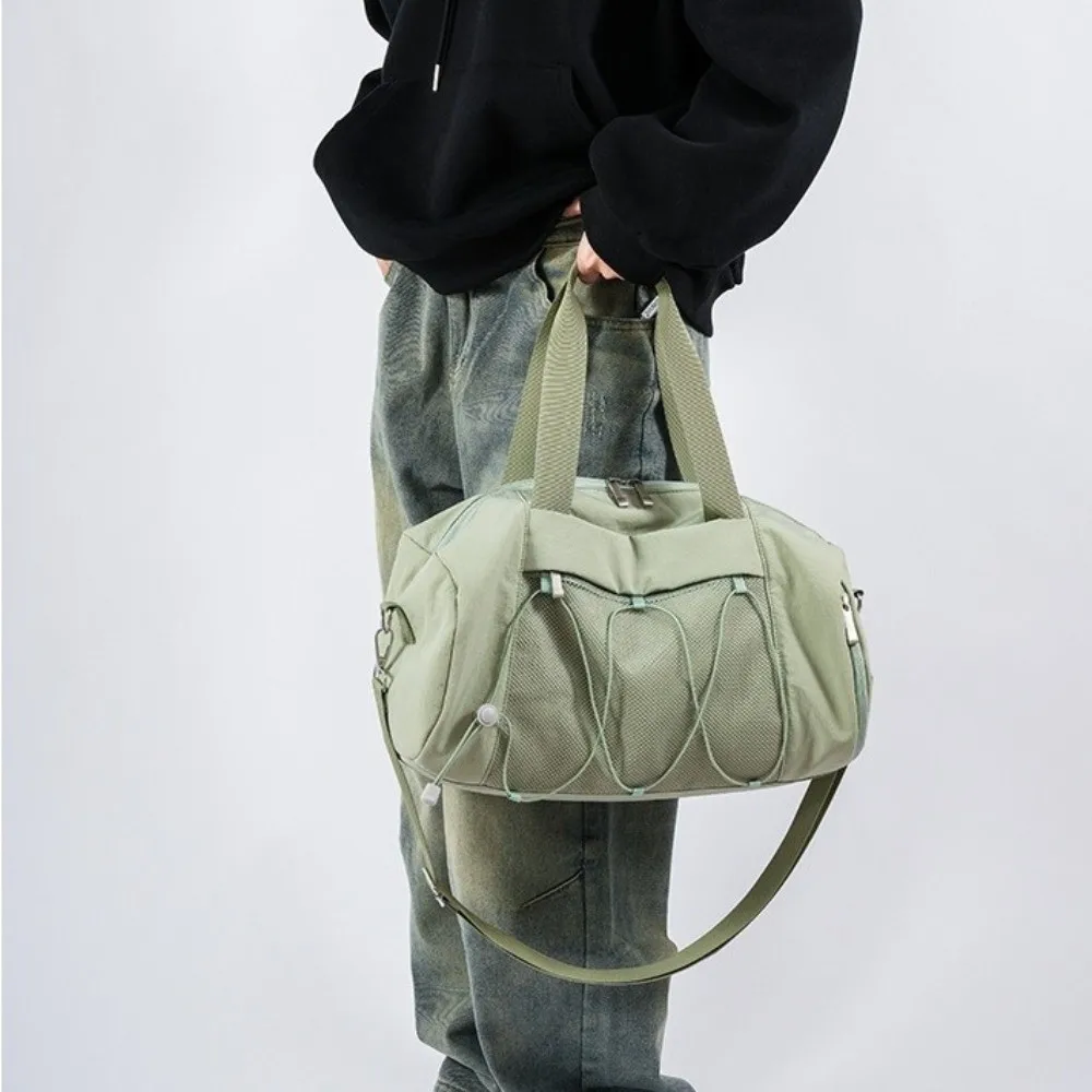 Portable Large Capacity Travel Bags with Shoe Pocket Solid Color Gym Tote Bag Dry Wet Separation Nylon Duffel Shoulder Bags