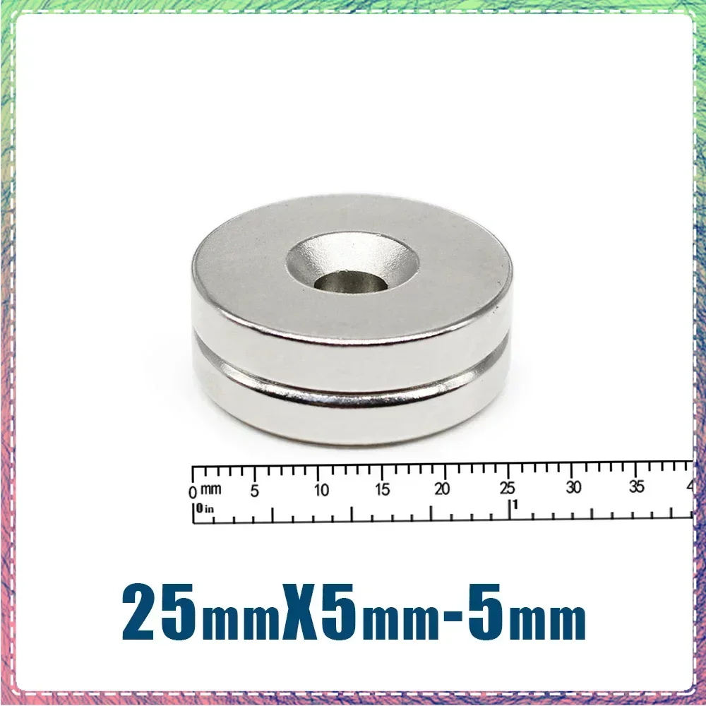 

2/5/10/20Pcs 25x5-5mm Small Round Super Strong N35 Search Magnet Countersunk Neodymium Magnet Disc Imanes Fishing Magnet