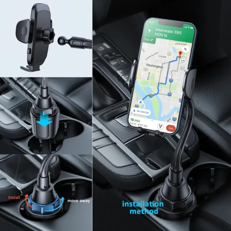 Joyroom Dashboard Phone Holder for Car【360° Widest View】9in Flexible Long Arm, Universal Handsfree Auto Windshield Phone Mount