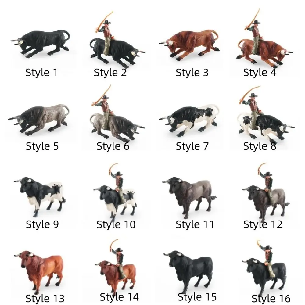 Figuras de acción de toreo de simulación con jinete, animales de granja, aves de corral, ganado, modelo de vaquero, figuras estáticas de buey y buey