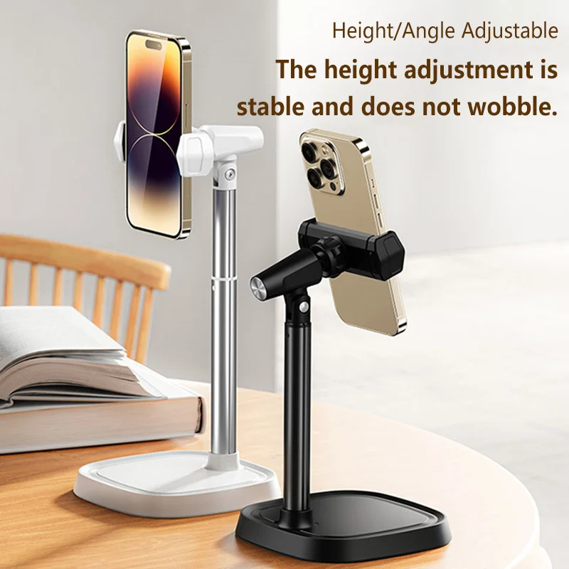 

Height Adjustable Aluminum Desktop Phone Stand Telescopic Phone Holder for Video Calls Live Streaming Watching Videos