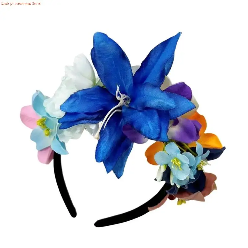 F92D Ngày Chết Mũ Trùm Đầu Halloween Cincos Mayos Trang Phục Hóa Trang Hoa Vương Miện Người Mexico Mũ Trụ Dành Cho Nữ Bé Gái