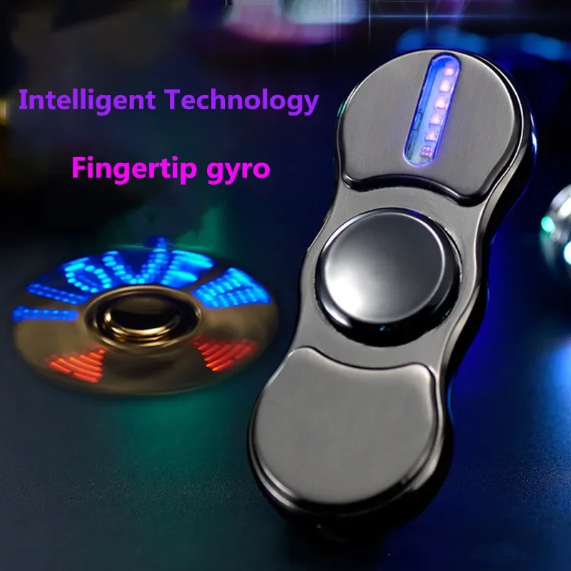 Hand Spinner USB Electric Lighter 7 LED Strips Fidget Spinner Plasma Arc Lighters Metal Windproof Tungsten Turbo Pulsed Lighter