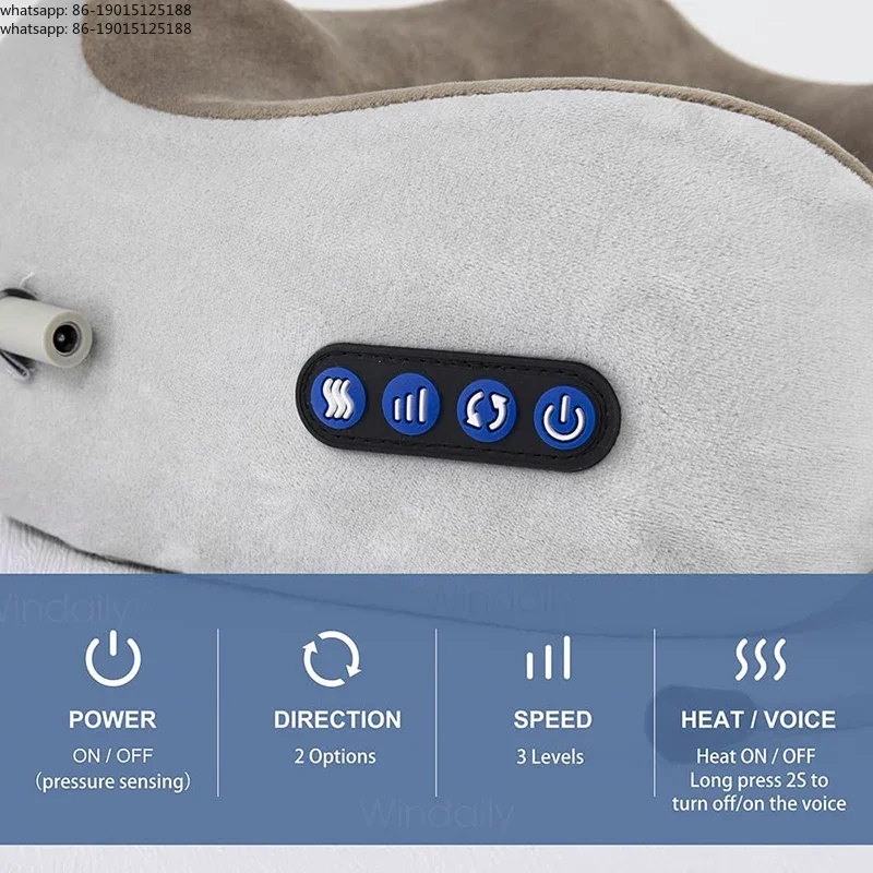 2026 electric neck massager vibration 3d knead shiatsu back massage u-shaped pillow for shoulder cervical pain relief fatigue