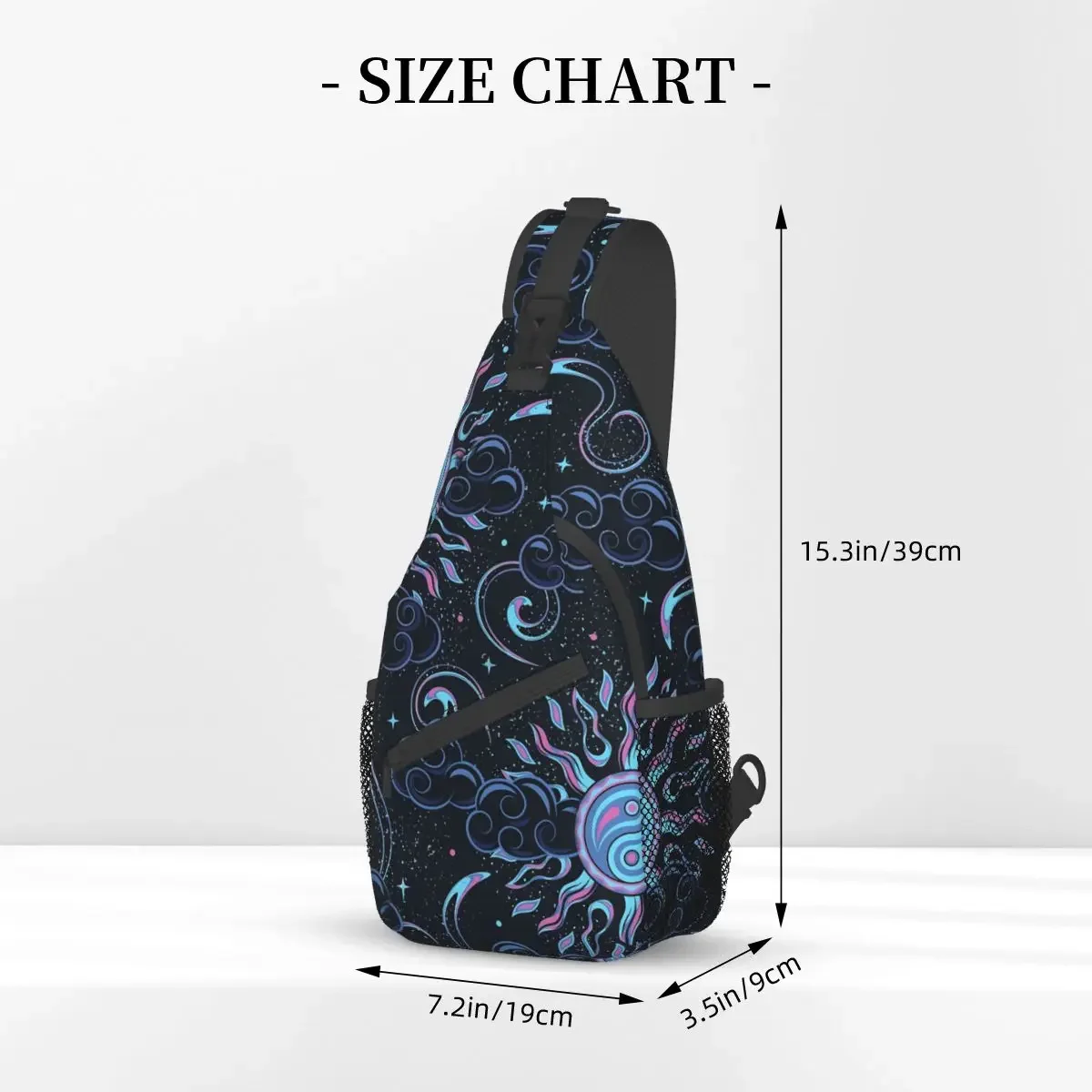 Sun Ying Yang Symbol Mystical Surreal Crossbody Chest Bags Psychedelic Pockets Pack Messenger Sports Teens Shoulder Bag