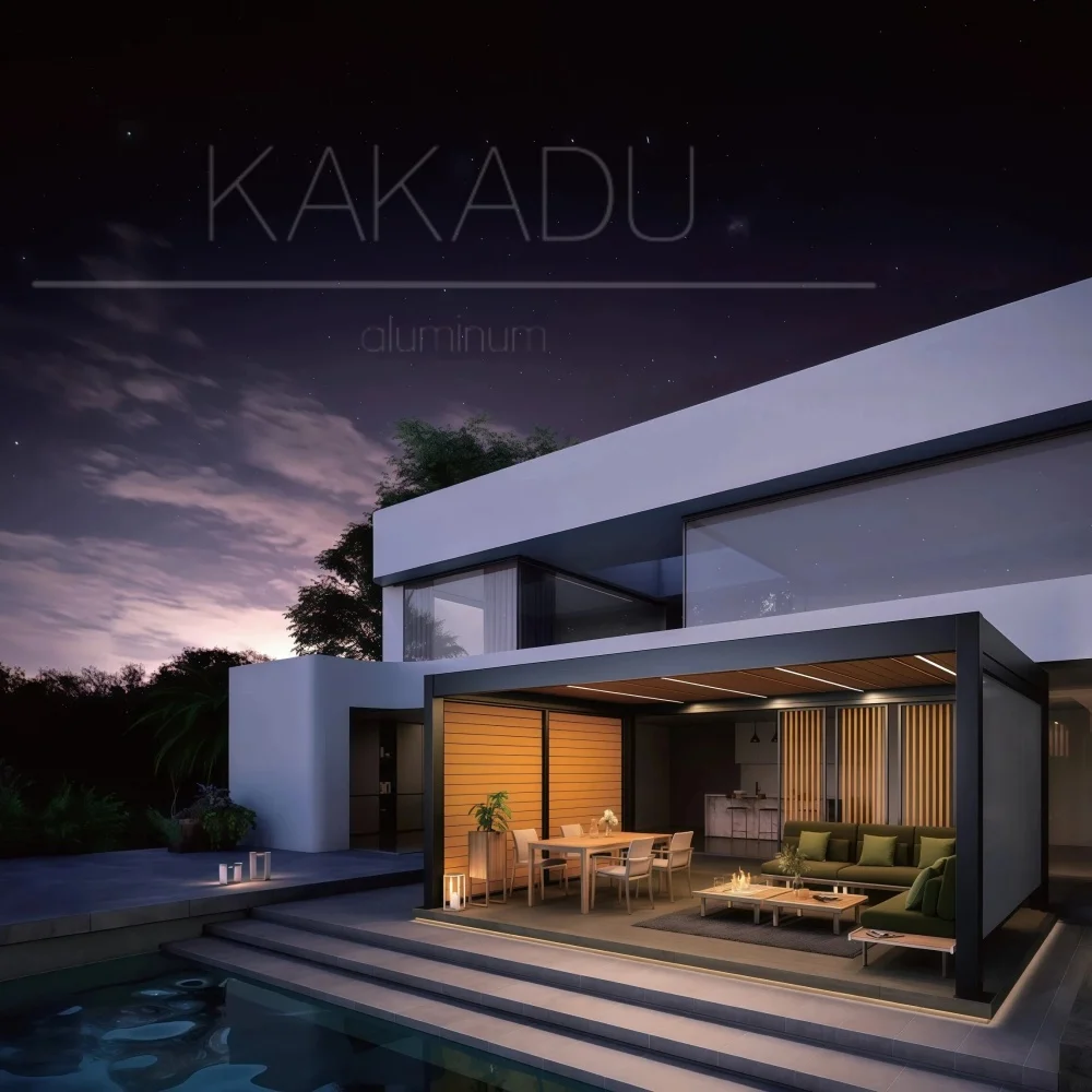 KAKADUH High Quality Powder Coated Aluminum Outdoor Motorized Louvered Pergola with Sun Rain Protection