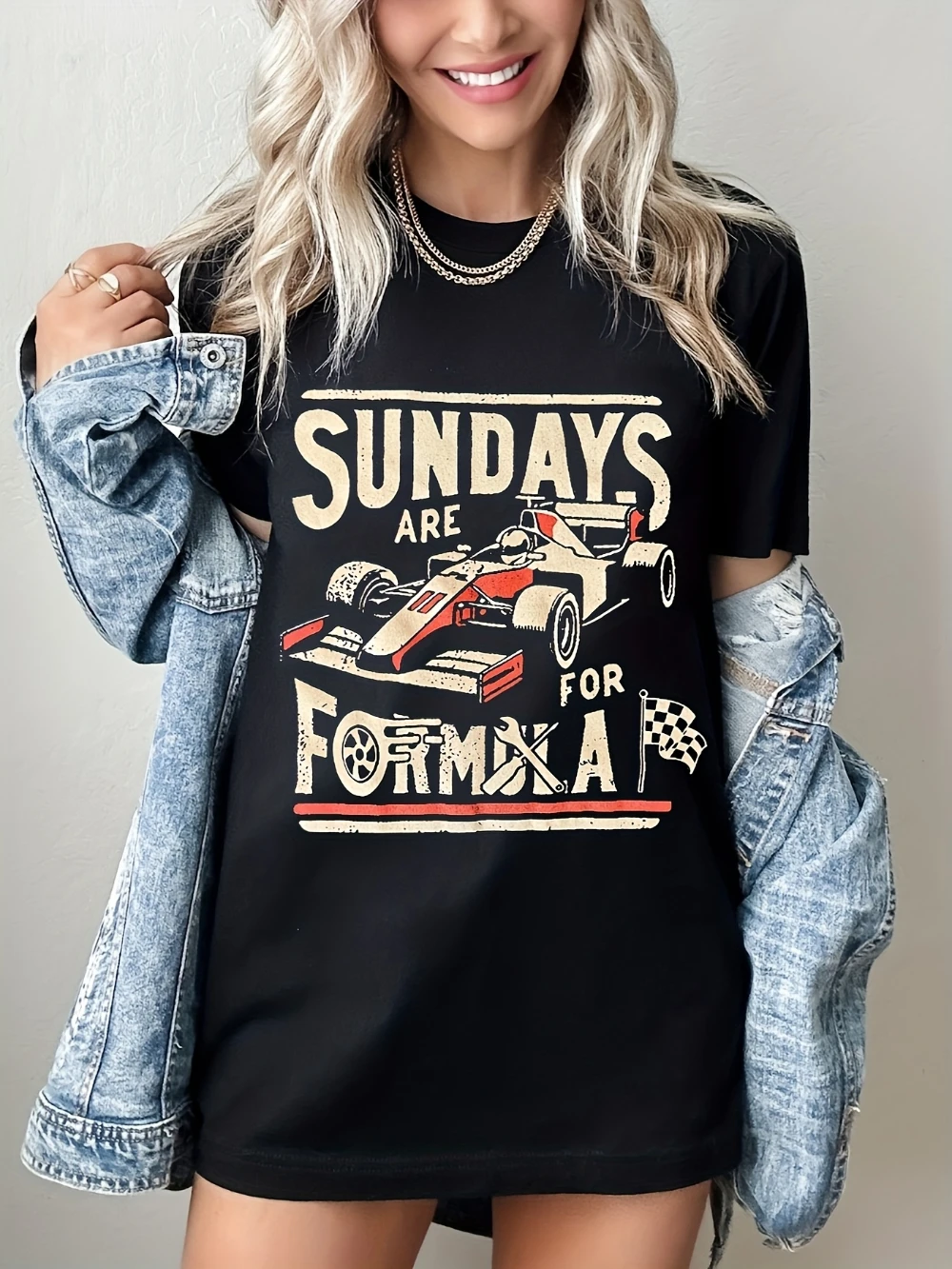Racing T-shirt, Sunday Retro Shirt, Gift for Racing Enthusiasts  Pure Cotton Loose Casual Couple Streetwear Shirt women clothing