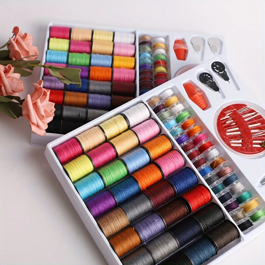 64 Colors Bobbins Thread Sewing Kit Household DIY Hand Sewing Thread Set Sewing Machine Accessory Reusable Spool Threads JXB