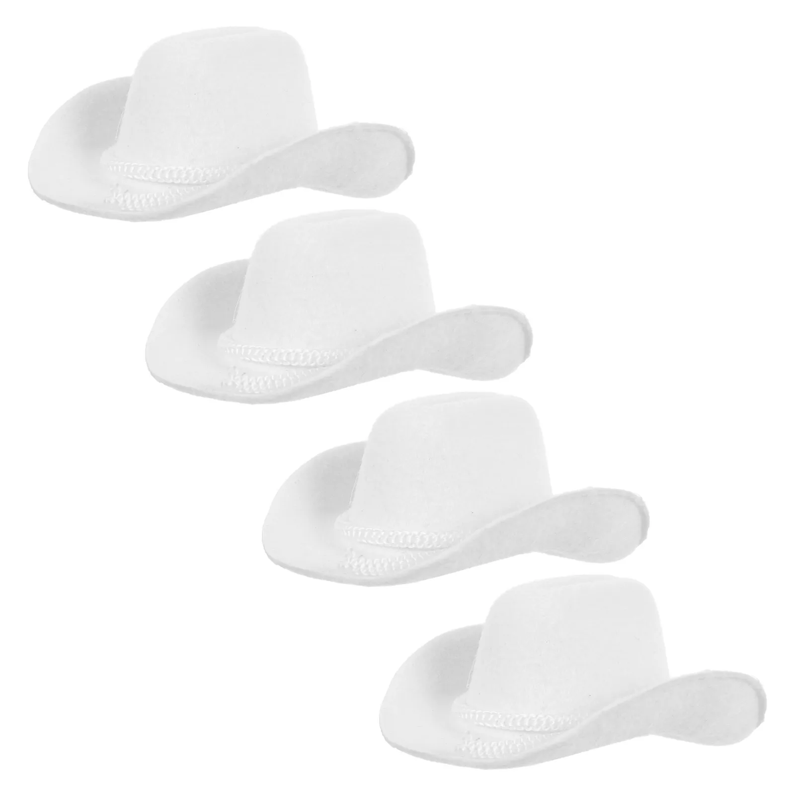 

4pcs Mini Cowboy Hats Flocked Lightweight Smooth Edge For Dollhouse Decorations Kids Playtime Craft Projects Western Party