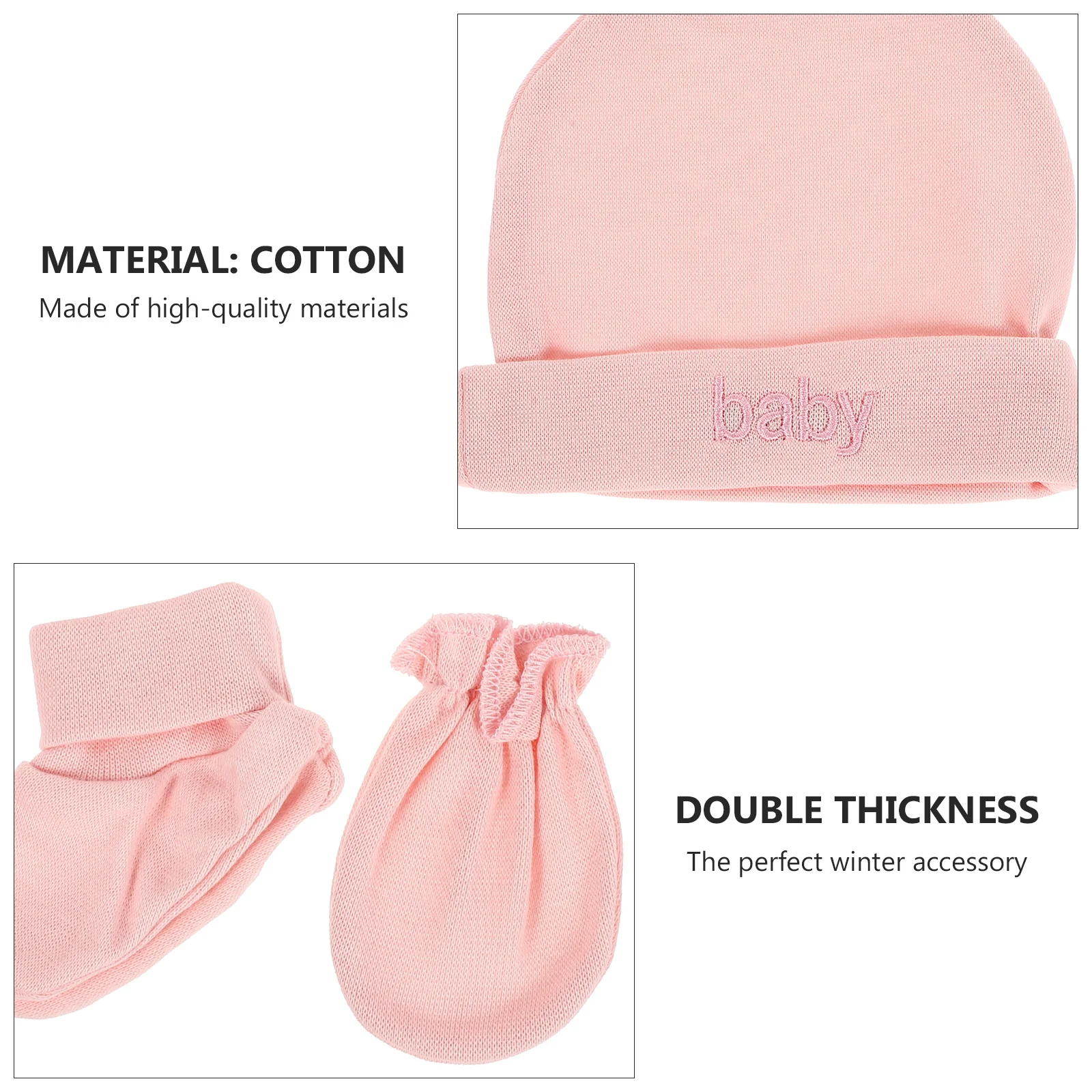 

1Set Newborn Baby Hat Set Anti-Scratch Gloves Hand Covers Cotton Protection Warm Accessories 0-6 Months Baby Hat