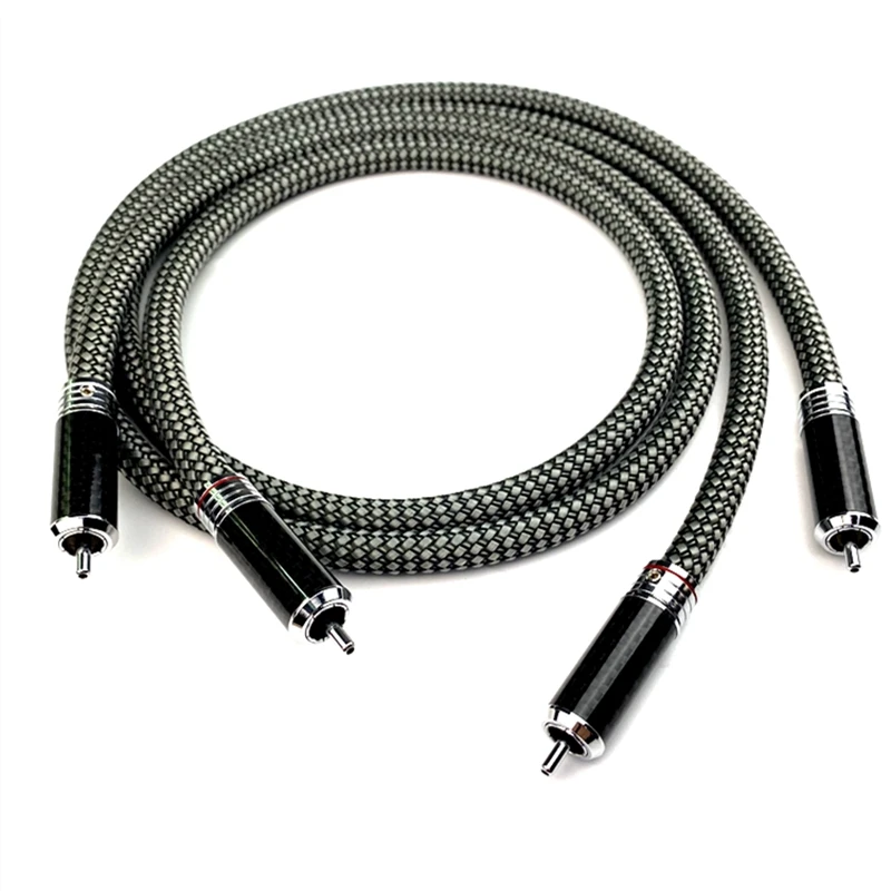 ligne-d'interconnexion-audio-hifi-cable-occ-rca-plaque-argent-prise-en-fiber-de-carbone