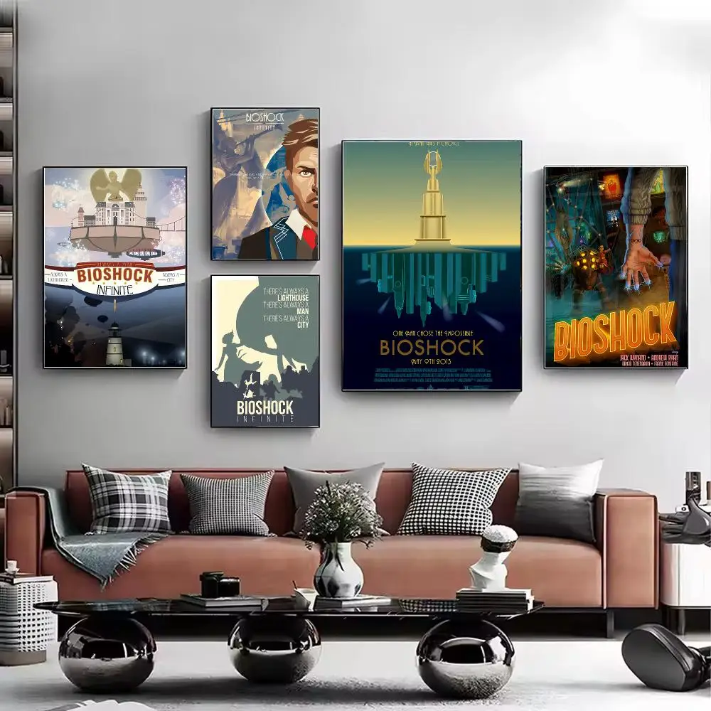 Game B-BioShock I-Infinite Poster HD Wall Art Aesthetic Home Decor for Living Room Bedroom Café Office Stylish Gift