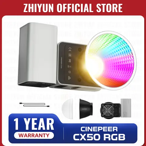 ZHIYUN Official CINEPEER CX50 RGB Video Light Full Color 2700K-6500K Portable Camera Light App Control for studio Live Lighting